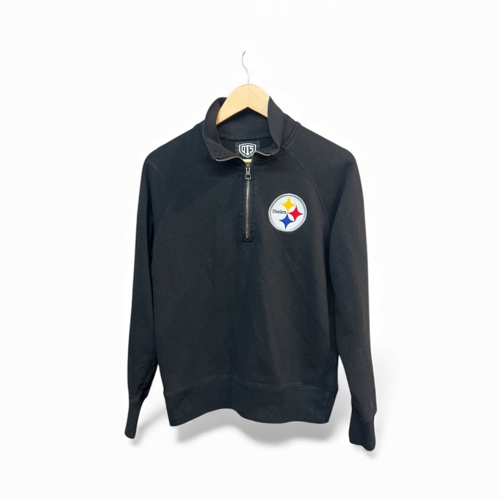 Pittsburgh Steelers Quarter Zip Sweatshirt Medium Black